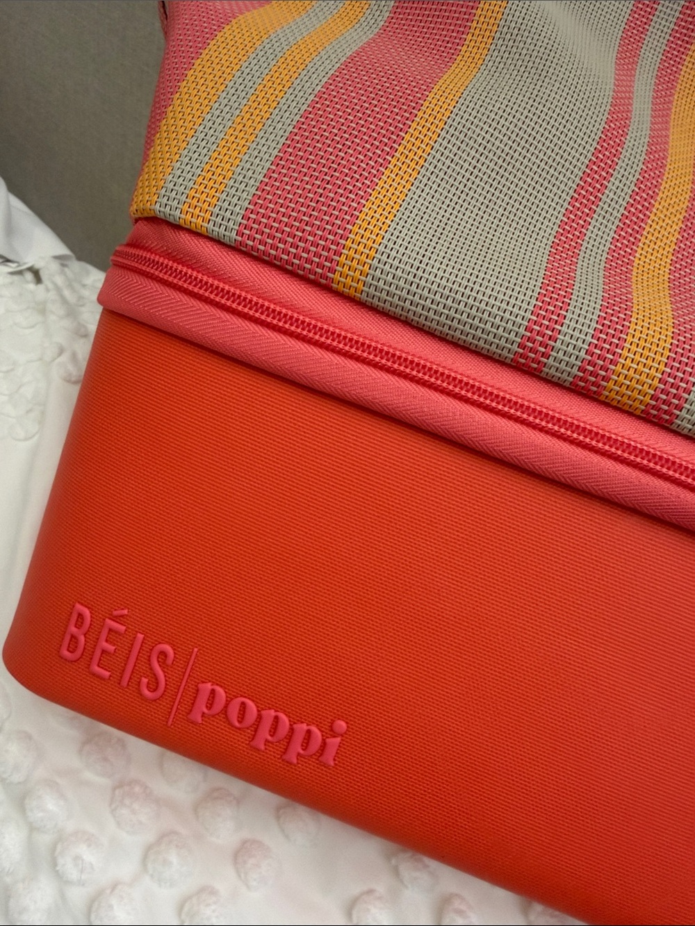 BEIS x Poppi The Cooler Tote in Juicy Pink Orange Summer Pool Tote BNWT - Picture 8 of 12